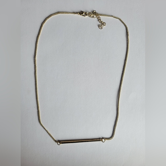 Gold Horizontal Bar Pendant Necklace- 22 Inches - Picture 1 of 5